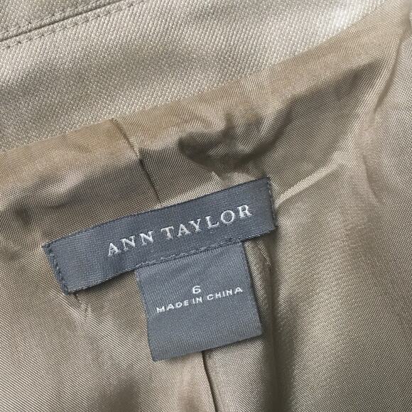 Ann Taylor Blazer Tan Three Button Suit Jacket Peplum Women's 6 Career Work - Picture 3 of 9
